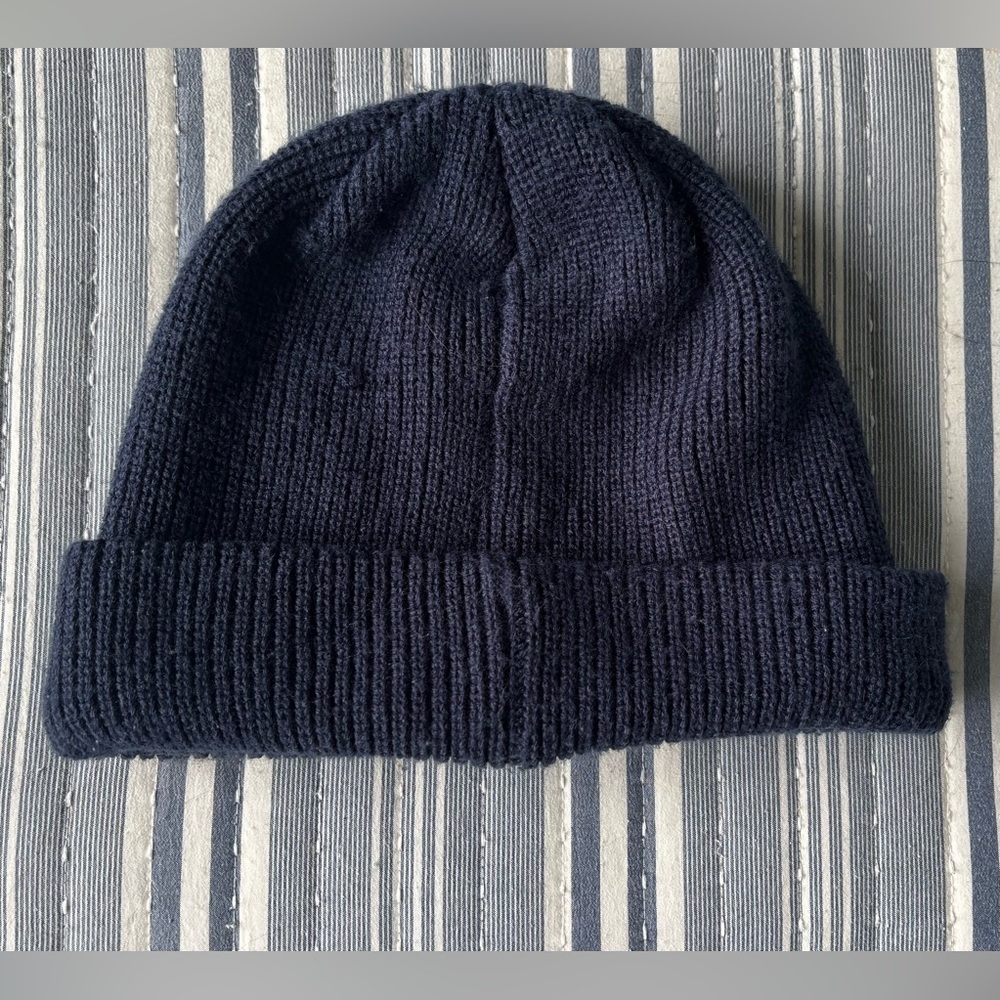 Palace Flag Label Flip Rim Beanie in Navy Blue - Picture 2 of 2